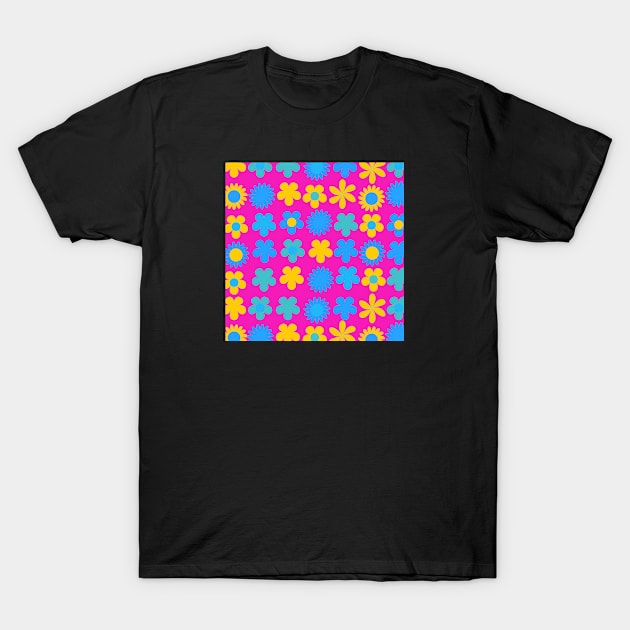 Pan Pride Simple Flowers Grid Pattern T-Shirt by VernenInk